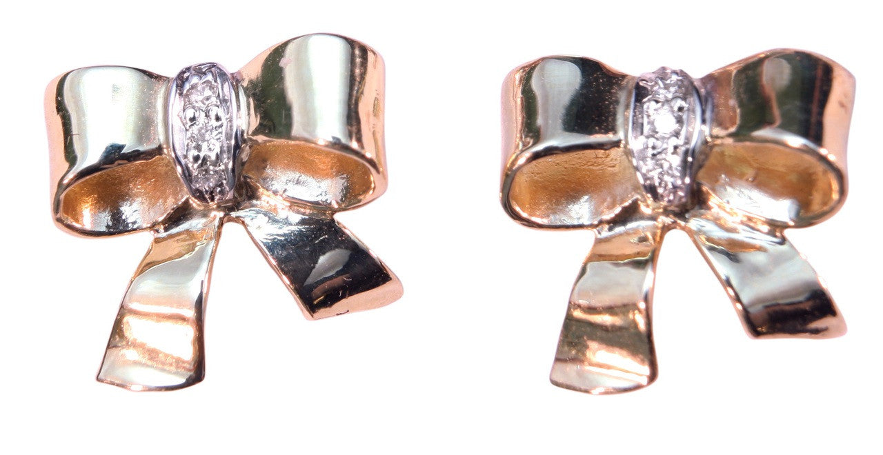 Bow Earrings-Sterling Silver with diamonds