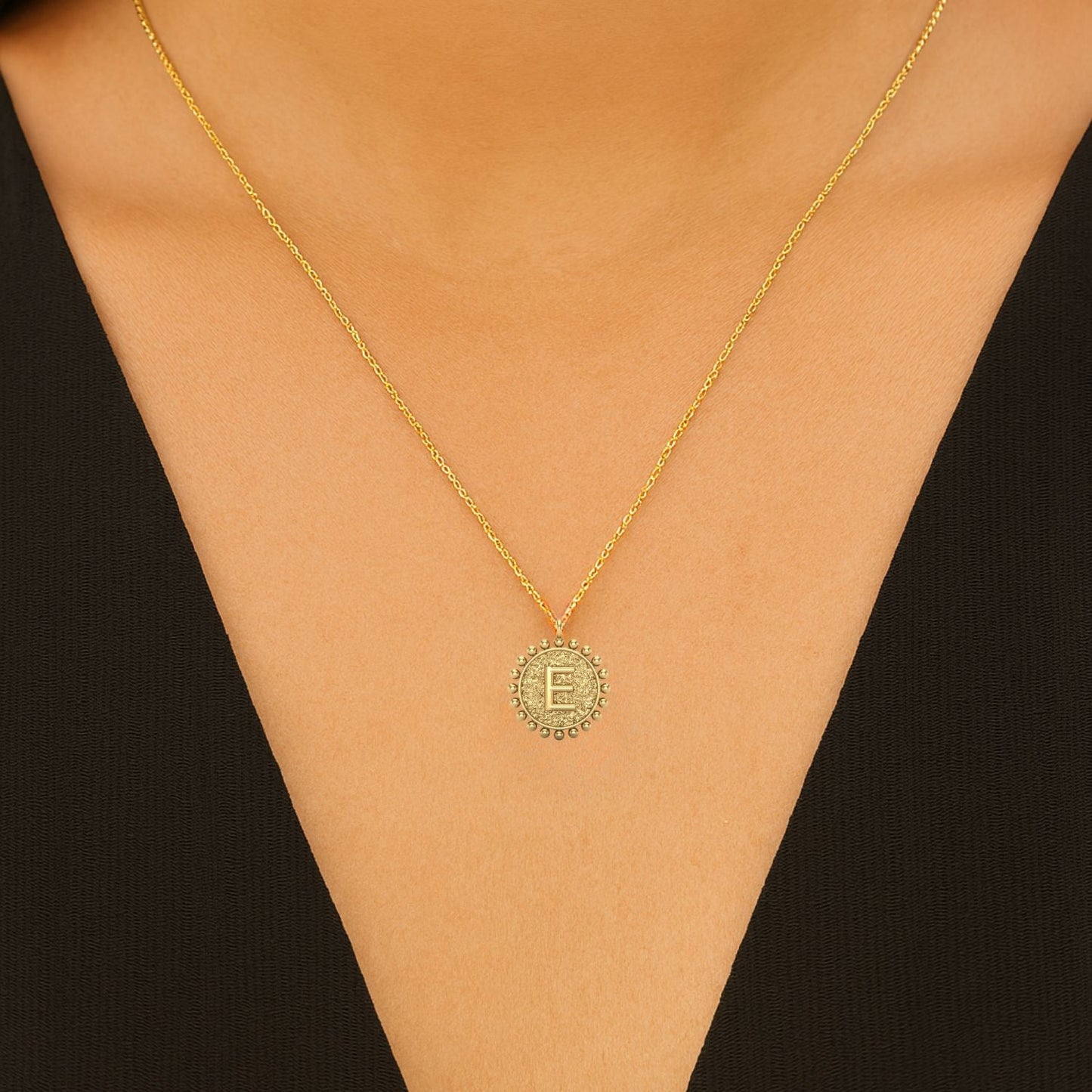 925 Sterling Silver Initial Necklace - E-1
