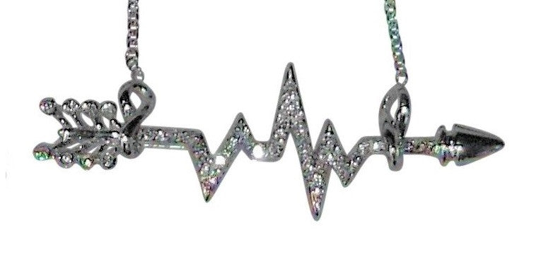 Custom Design: Heartbeat Arrow with Infinity links- Necklace- Sterling Silver with diamonds