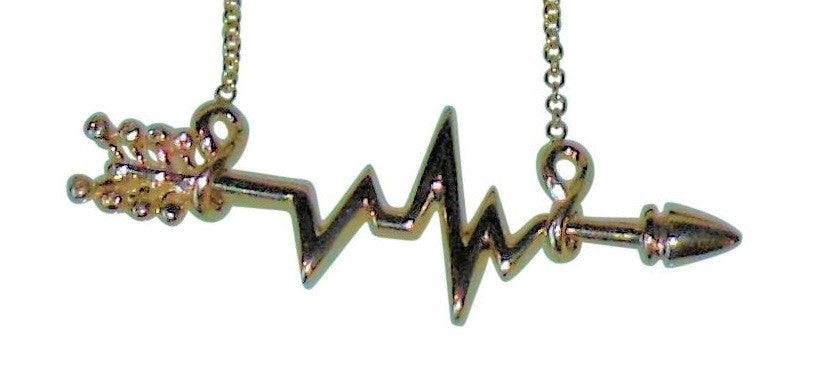 Custom Design: Heartbeat Arrow with Infinity links- Necklace- Sterling Silver with diamonds