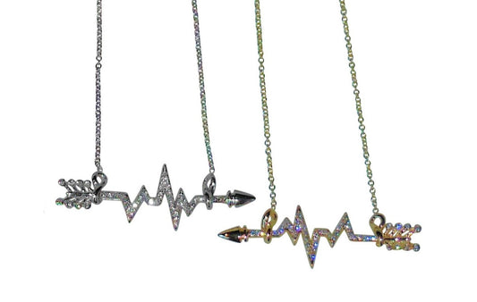 Custom Design: Heartbeat Arrow with Infinity links- Necklace- Sterling Silver with diamonds