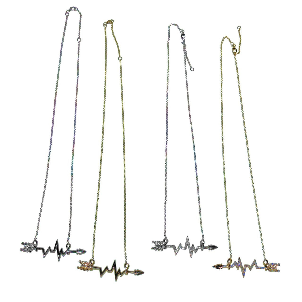 Custom Design: Heartbeat Arrow with Infinity links- Necklace- Sterling Silver with diamonds