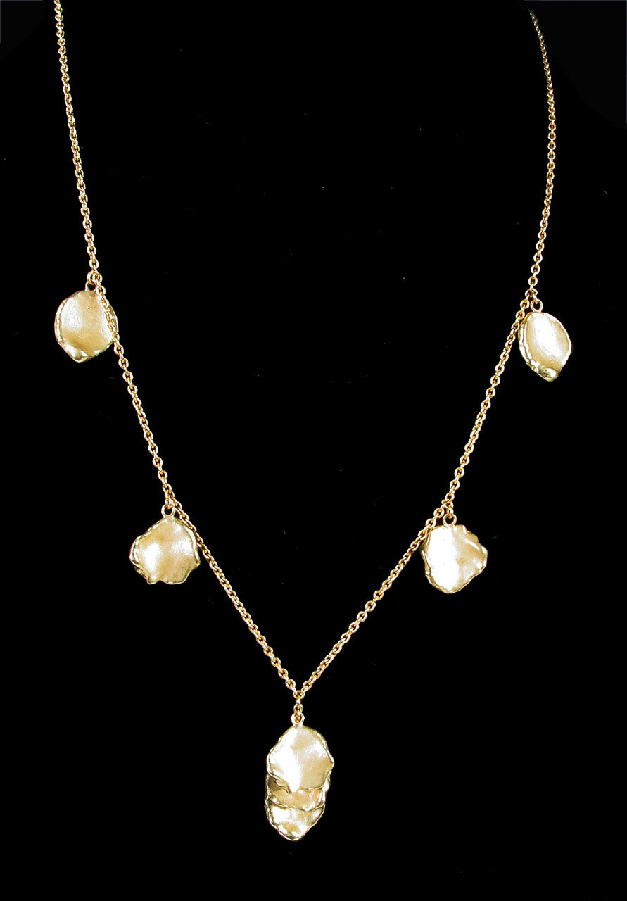 Metal Petals. 7 Petal Necklace-18K Gold-5
