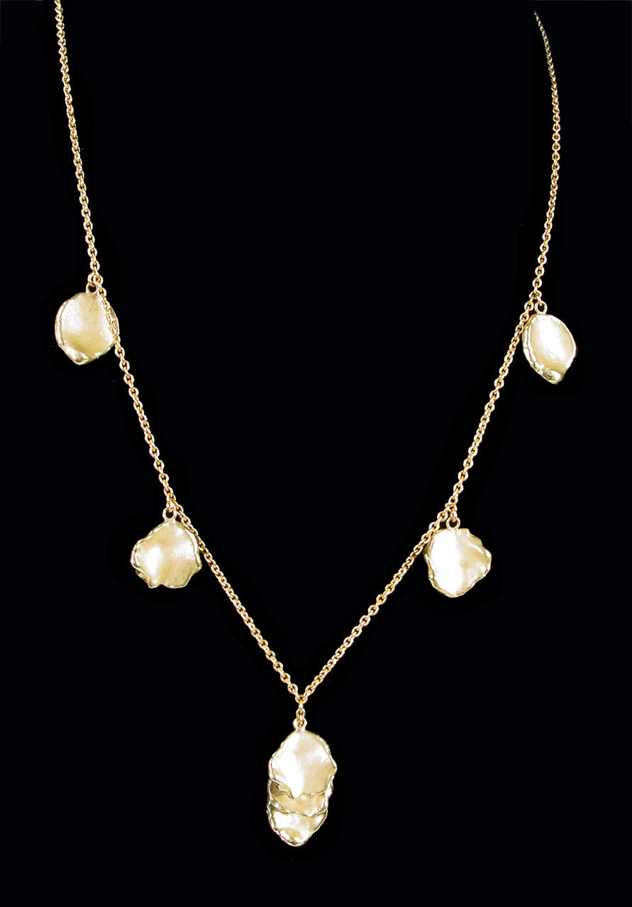 Metal Petals. 7 Petal Necklace-18K Gold-6