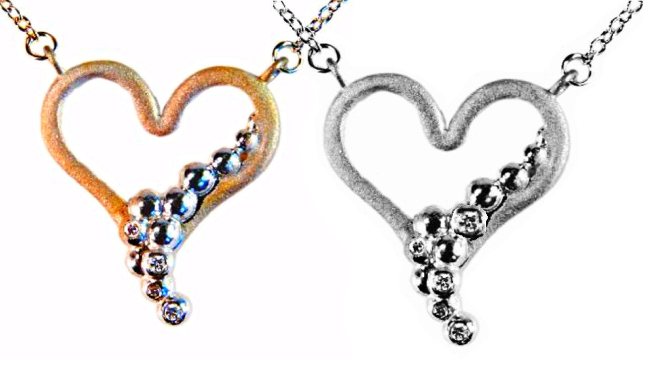 Heart Flow Necklace with Overflowing Diamonds in 18K Gold
