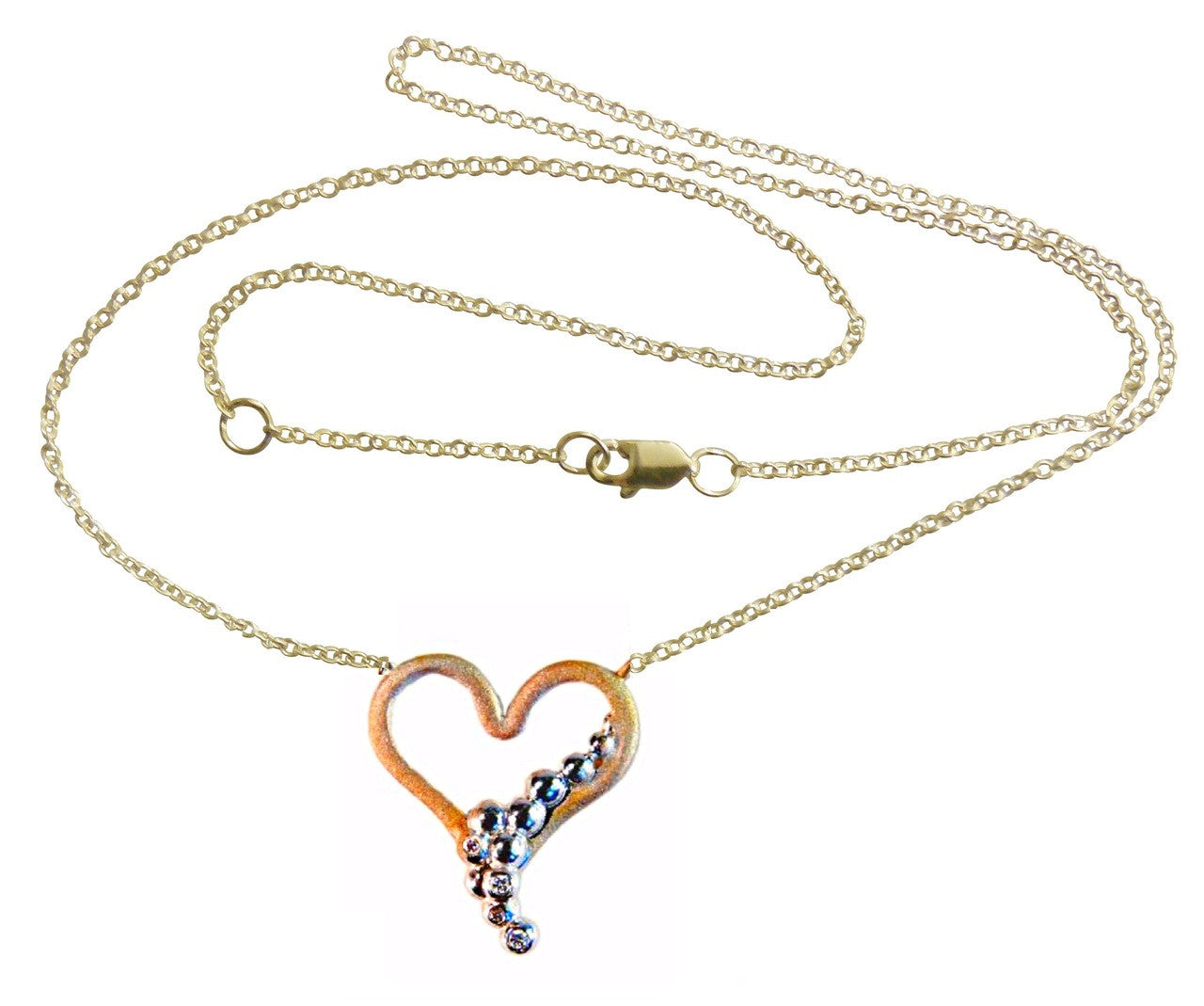 Heart Flow Necklace with Overflowing Diamonds in 18K Gold