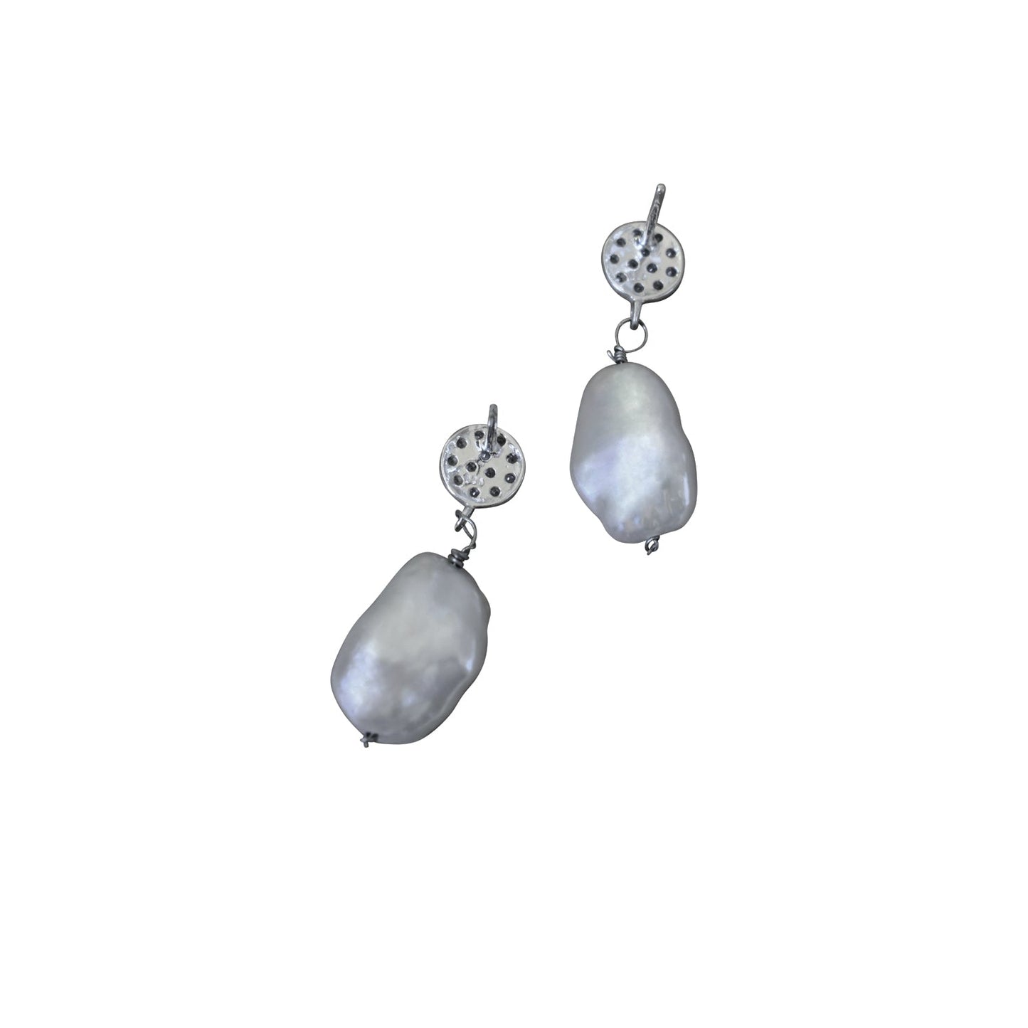 Sterling Silver Stud Earrings With Silver Freshwater Pearls | by nlanlaVictory
