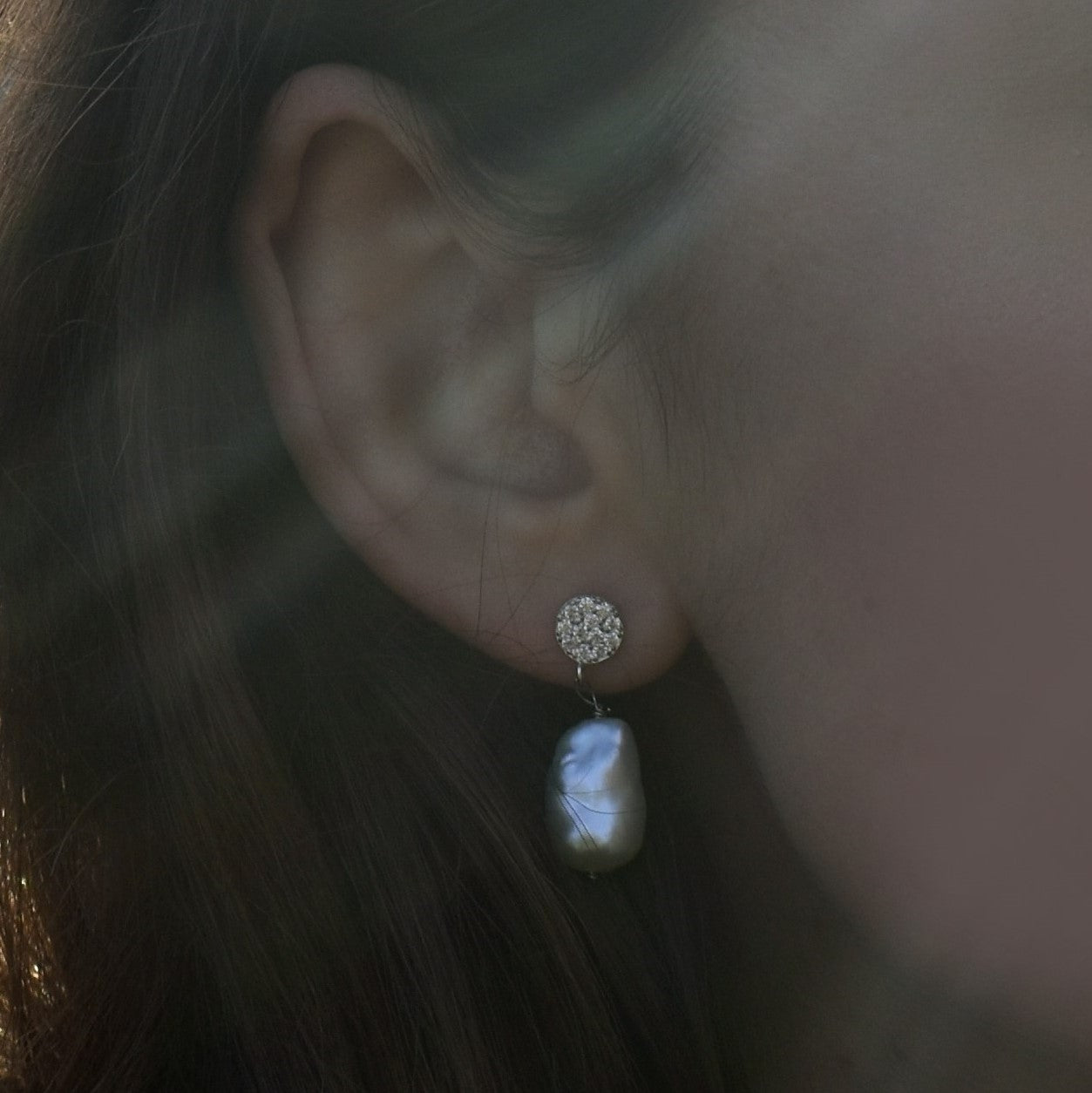 Sterling Silver Stud Earrings With Silver Freshwater Pearls | by nlanlaVictory-1