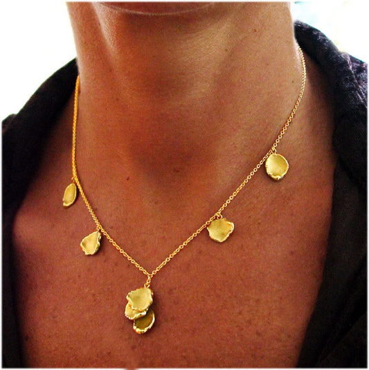 Metal Petals. 7 Petal Necklace-18K Gold-0