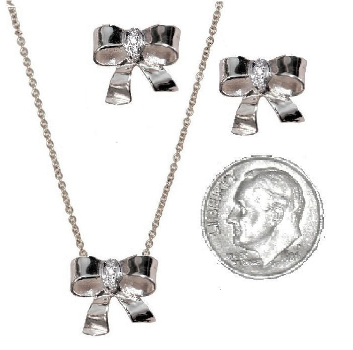 Bow Earrings-Sterling Silver with diamonds