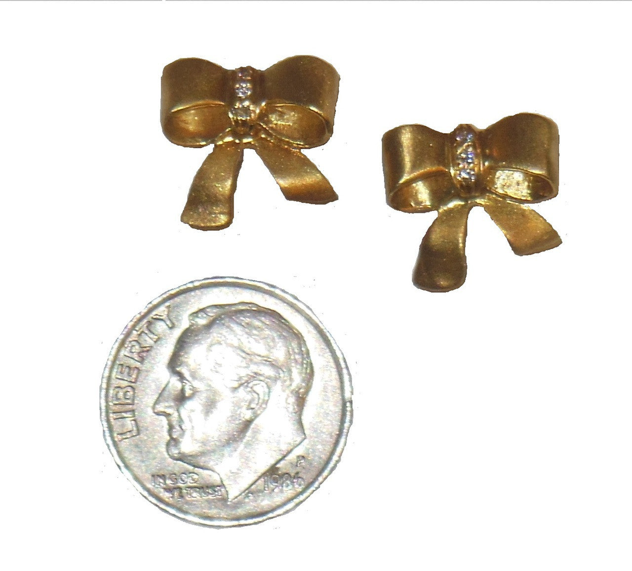 Bow Earrings-Sterling Silver with diamonds