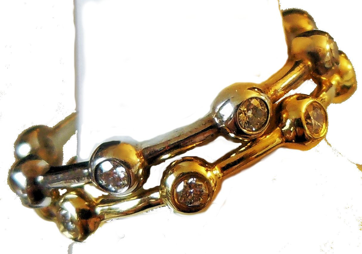 Straight Stacking Ring- Sterling silver with diamonds & gold plate options-4