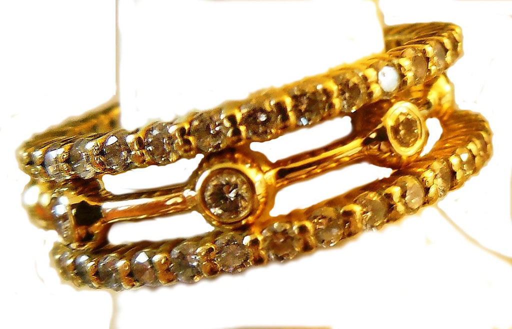 Straight Stacking Ring- Sterling silver with diamonds & gold plate options-3