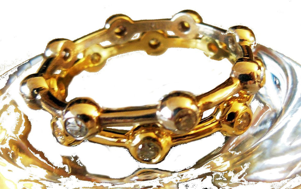 Straight Stacking Ring- Sterling silver with diamonds & gold plate options-5