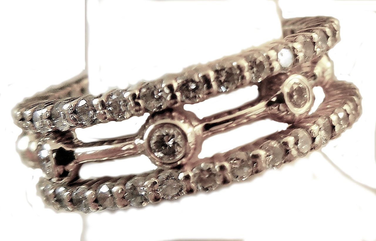 Straight Stacking Ring- Sterling silver with diamonds & gold plate options
