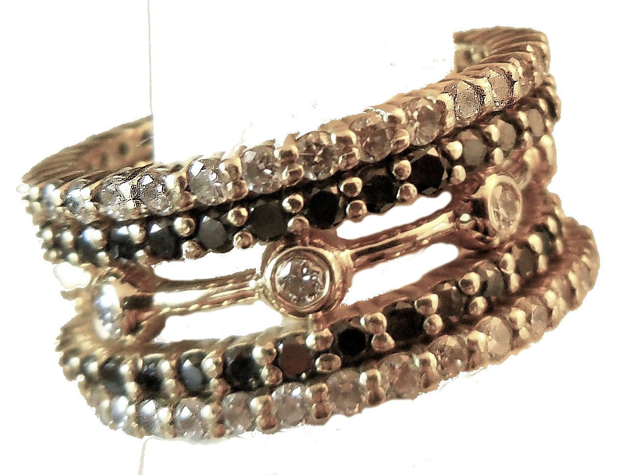 Straight Stacking Ring- Sterling silver with diamonds & gold plate options