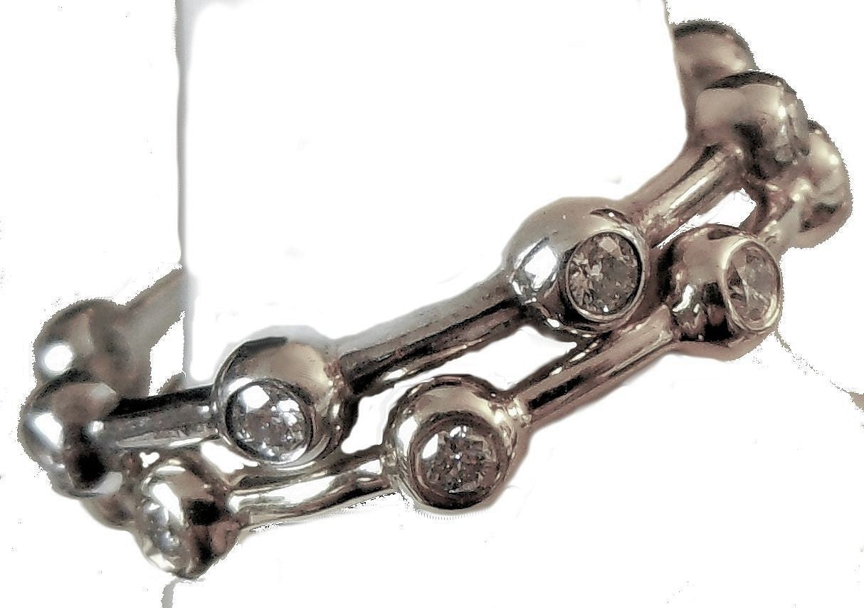 Straight Stacking Ring- Sterling silver with diamonds & gold plate options-0