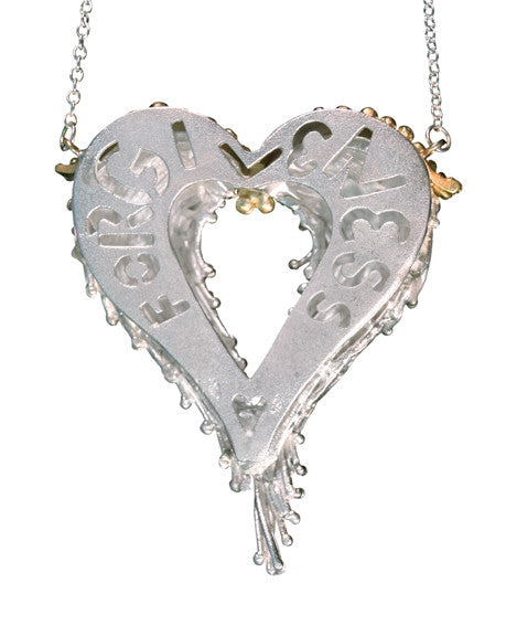 Forgiveness Heart Necklace -Sterling Silver & Solid 18K Gold Dots of Diamonds