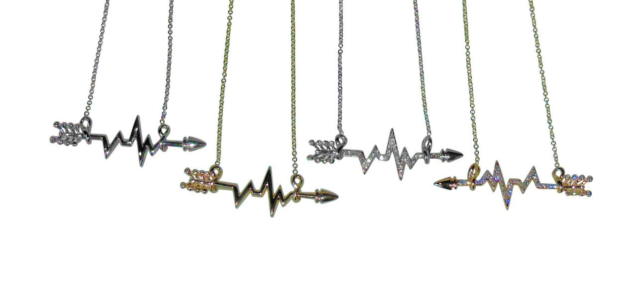 Custom Design: Heartbeat Arrow with Infinity links- Necklace- Sterling Silver with diamonds