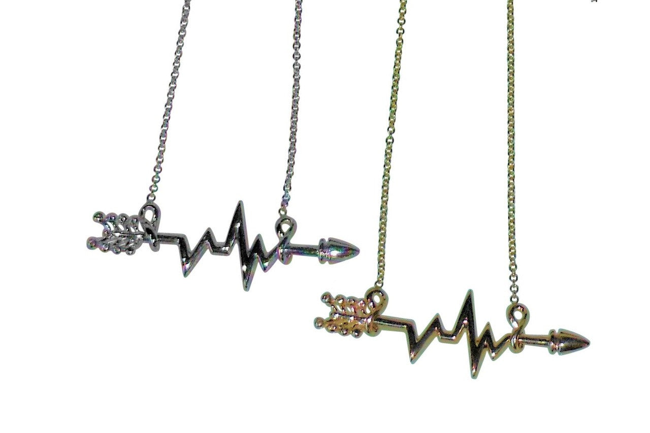 Custom Design: Heartbeat Arrow with Infinity links- Necklace- Sterling Silver with diamonds