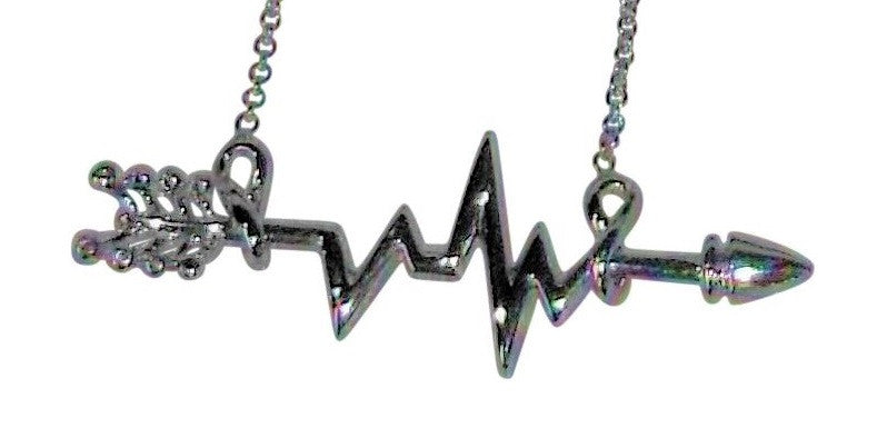 Custom Design: Heartbeat Arrow with Infinity links- Necklace- Sterling Silver with diamonds