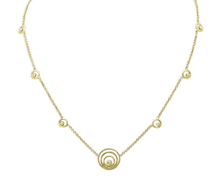 Karma ripples necklace- small Sterling Silver with diamonds-2