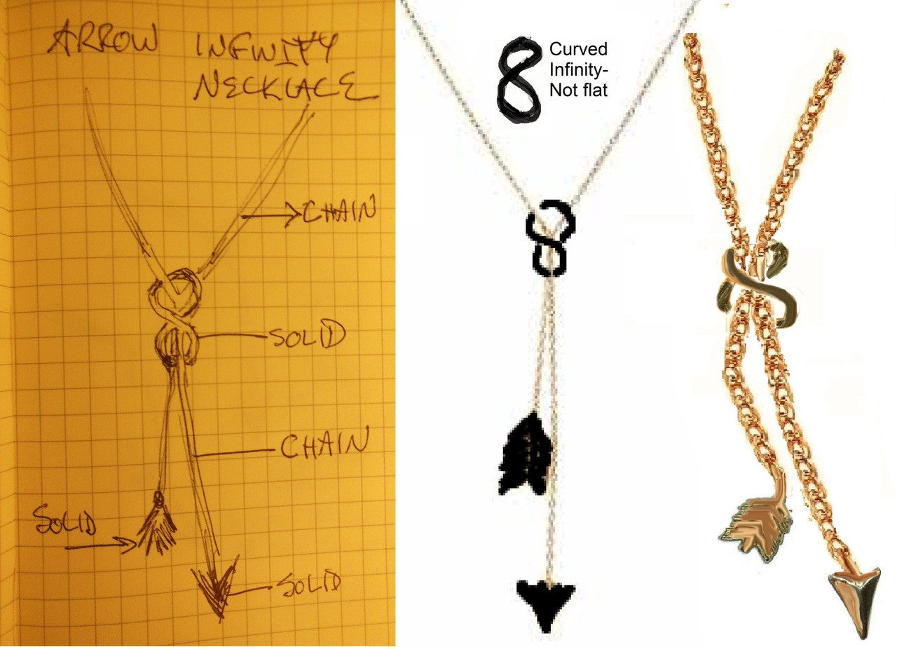 Custom Design: Infinity & Arrow Lariat Necklace- Sterling Silver