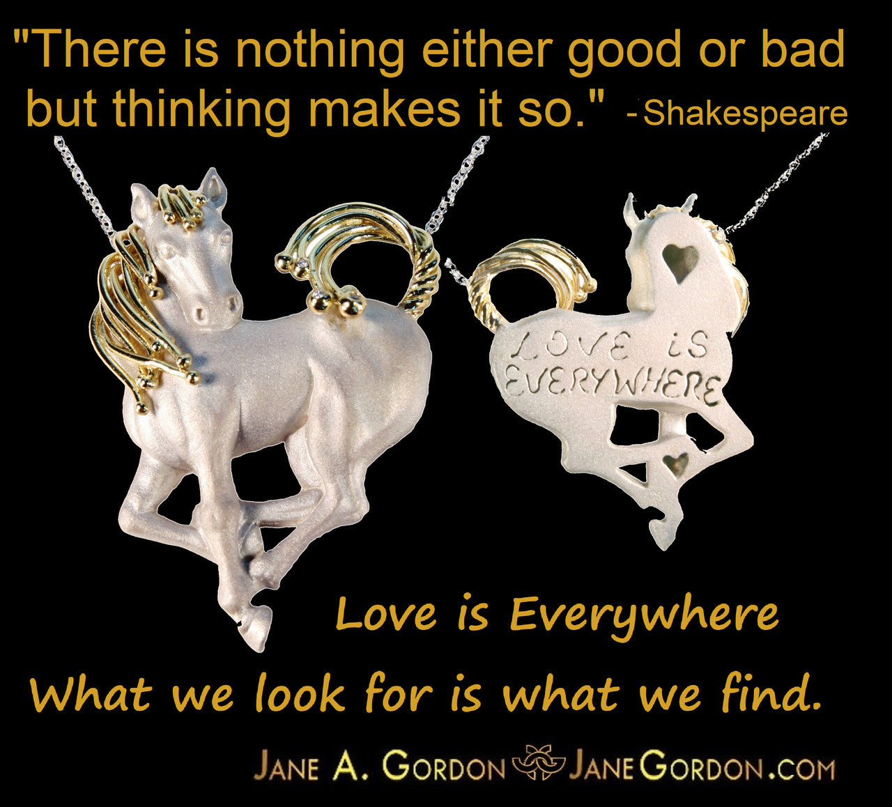 Lizards in Love Necklace: Diamonds in Solid 18K Gold & Sterling Silver. Love is Everywhere