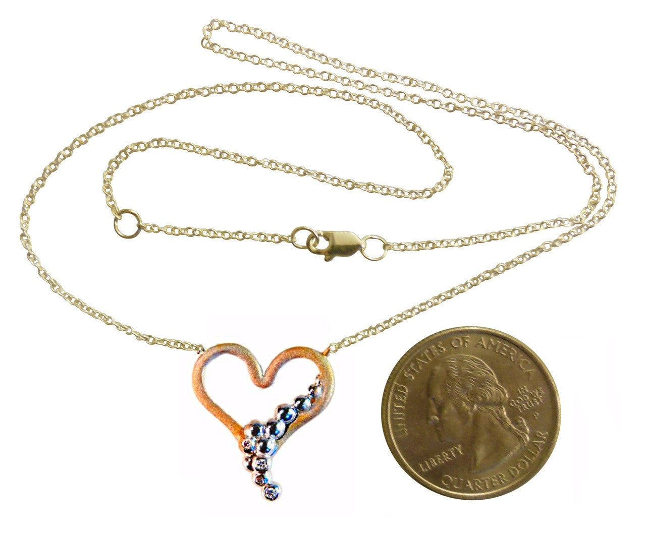 Heart Flow Necklace with Overflowing Diamonds  in 18K Gold
