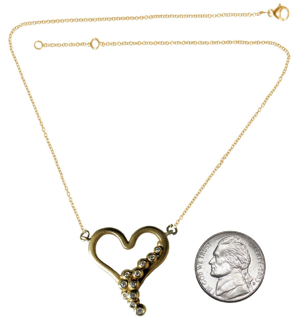 Heart Flow Necklace with Overflowing Diamonds  in 18K Gold
