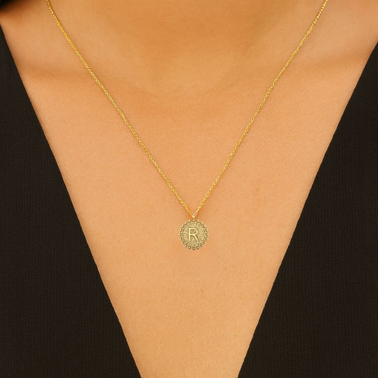 925 Sterling Silver Initial Necklace - R-1