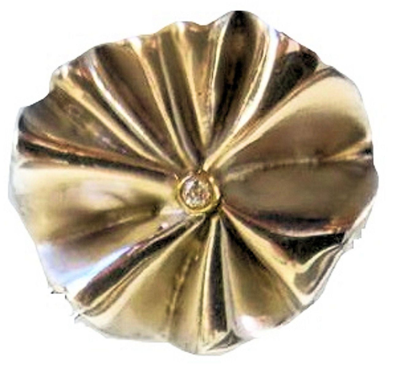 Ruffle Pearl Enhancer: Diamond in 18K Solid Gold Dot Set in Sterling Silver.  Fits on Beads & Cords, too