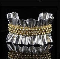Ruffle Pearl Enhancer: Diamond in 18K Solid Gold Dot Set in Sterling Silver.  Fits on Beads & Cords, too