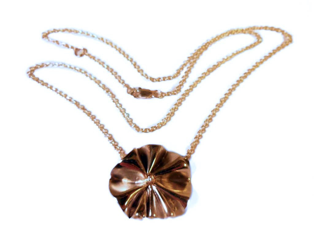 Ruffle Pearl Enhancer: Diamond in 18K Solid Gold Dot Set in Sterling Silver.  Fits on Beads & Cords, too