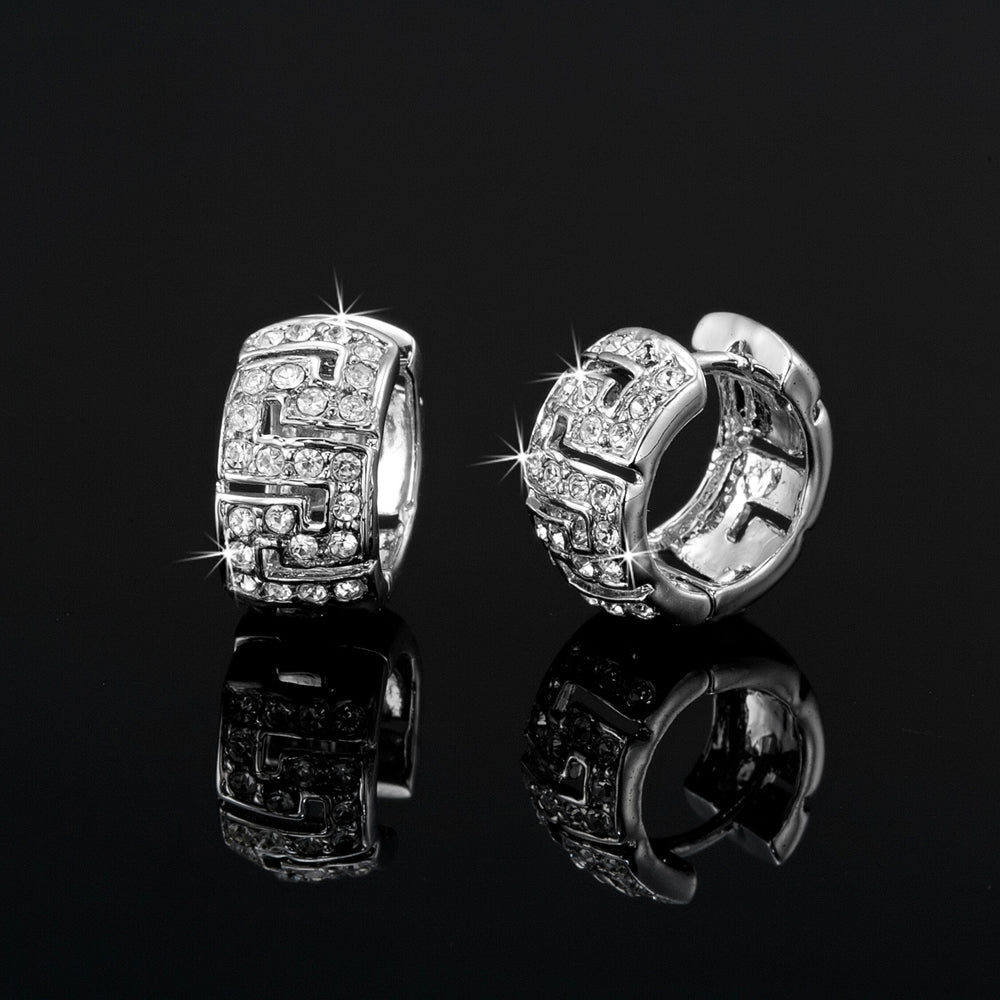 Solid 925 Sterling Silver Huggie Earrings Featuring Crystals by Swarovski®-0