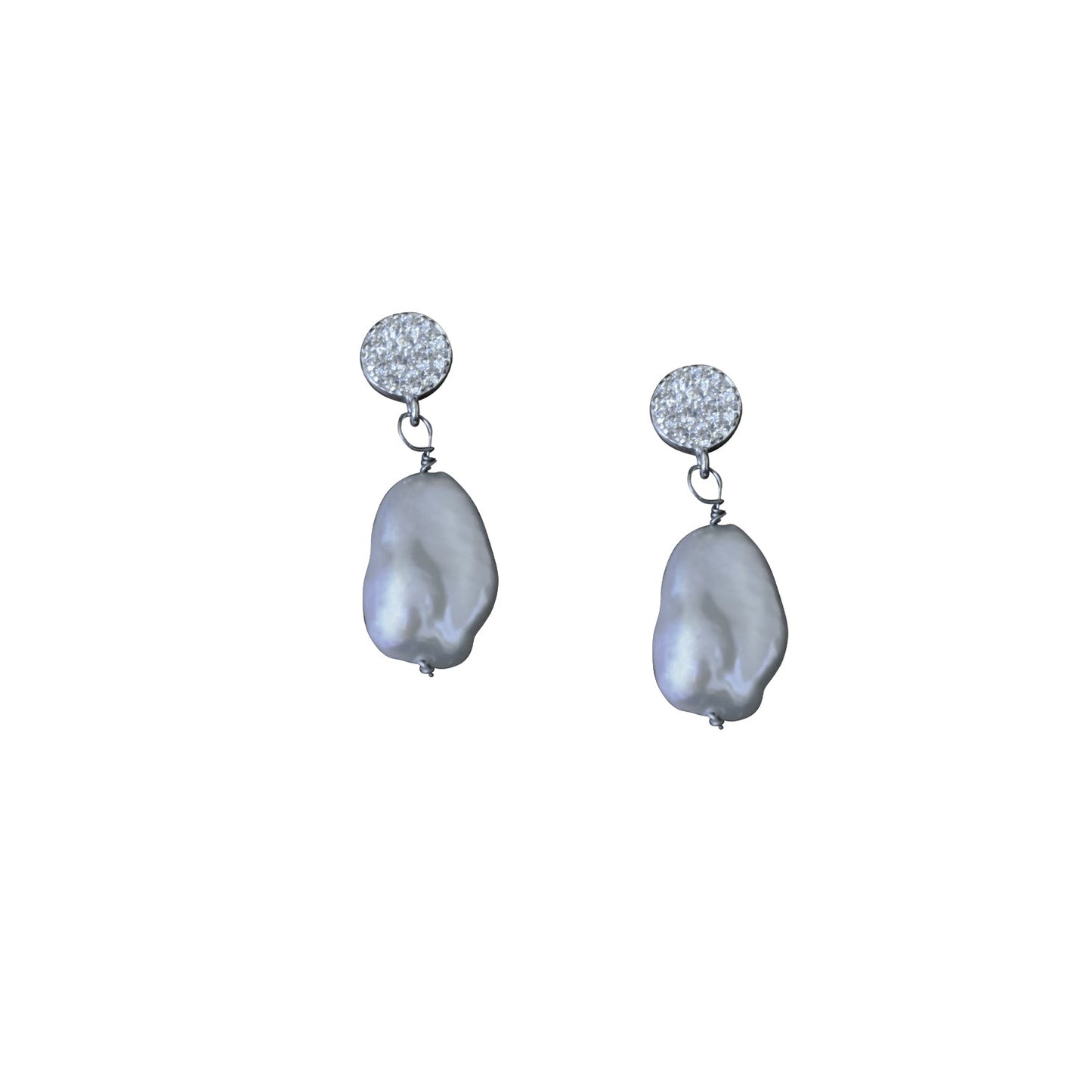 Sterling Silver Stud Earrings With Silver Freshwater Pearls | by nlanlaVictory