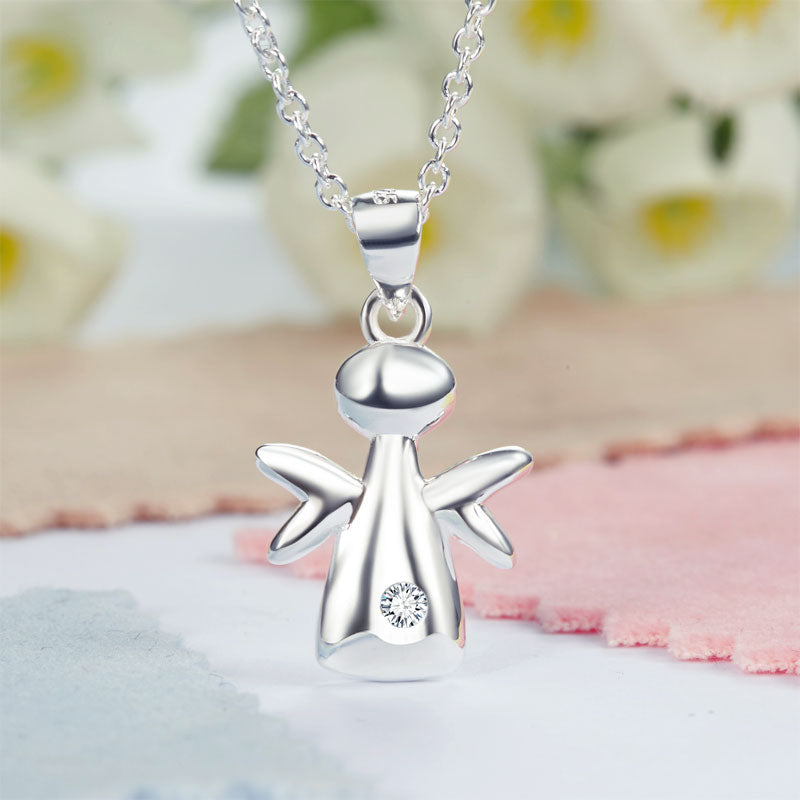 Kids Girl Angel Pendant Necklace 925 Sterling Silver Children Jewelry XFN8066
